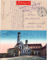 Bayern 1916, FP-Farb-AK Reserve-Lazarett Augsburg Schule Vor Dem Roten Tor - Feldpost (portvrij)