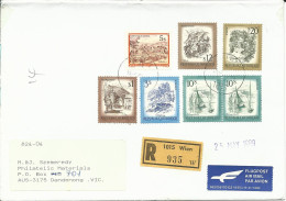 Österreich 1989, 7 Marken Auf Einschreiben Luftpost Brief V. Wien N. Australien! - Briefe U. Dokumente