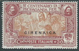 1923 CIRENAICA PROPAGANDA FIDE 30 CENT RITOCCO MH * - RA28-8 - Cirenaica