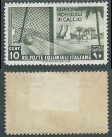 1934 EMISSIONI GENERALI MONDIALI CALCIO 10 CENT GOMMA BICOLORE LINGUELLA RA23-5 - Emisiones Generales