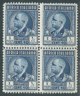 1939 AFRICA ITALIANA MARCA DA BOLLO 10 CENT QUARTINA MNH ** - CZ39-3 - Italian Eastern Africa