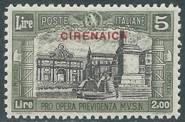 1929 CIRENAICA MILIZIA 5 LIRE MNH ** - RA21-7 - Cirenaica