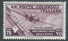1933 EMISSIONI GENERALI POSTA AEREA DECENNALE 75 CENT MH * - RA21-2 - Emisiones Generales