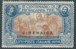 1923 CIRENAICA PROPAGANDA FIDE 1 LIRA MH * - RA28-8 - Cirenaica