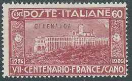 1926 CIRENAICA S. FRANCESCO 60 CENT MH * - RA21-4 - Cirenaica