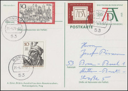 PSo 3/05 Dürerjahr Mit Passender Zusatzfrankatur Als FDC Ersttags-O BONN 21.5.71 - Postcards - Mint