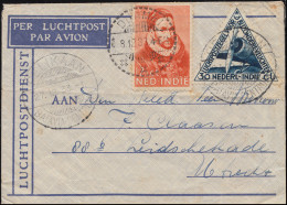 KLM-Flugpost PELIKAN/Batavia 27.12. Nach Utrecht Brief 193+195 DJAMBI 28.12.33 - Poste Aérienne