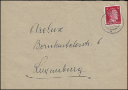 Freimarke Hitler 12 Pf Rot EF Orts-Brief Kohlenhandlung Arelux LUXEMBURG 27.5.43 - Fabriken Und Industrien