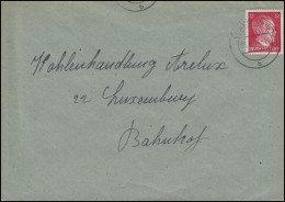 Freimarke Hitler 12 Pf Rot EF Orts-Brief Kohlenhandlung Arelux LUXEMBURG 3.8.44 - Factories & Industries