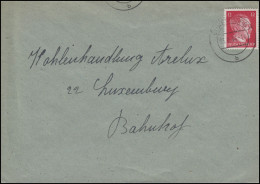 Freimarke Hitler 12 Pf Rot EF Orts-Brief Kohlenhandlung Arelux LUXEMBURG 3.8.44 - Fabriken Und Industrien