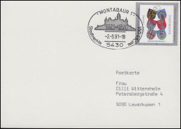 1528 Stadtrechte & Wappen, FDC-Postkarte ESSt Montabaur Stadt-Umriss 2.5.91 - Autres & Non Classés
