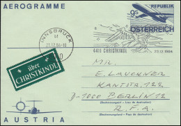 Österreich Aerogramme LF 19 Mit SSt CHRISTKINDL Engel Mit Flöte 22.12.1984 - Cristianismo