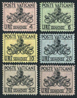 Vatican J13-J19, MNH. Michel P13-P18. Due Stamps 1954. Papal Arms, Key. - Postage Due