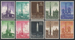 Vatican C35-C44, MNH. Michel 317-326. Obelisks, Rome,1959. St John Lateran, St Mary. - Airmail