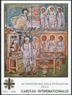 Vatican 857 Sheet, MNH. Michel 1006-1009 Bl.12. Caritas International, 40 Ann. 1990. - Unused Stamps