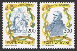 Vatican 692-693, MNH. Michel 789-790. Jan Van Ruusbroek, Flemish Mystic, 1981 - Neufs