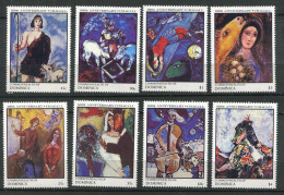 Dominique ** N° 949 à 956 - Cent. De La Naissance De Mar Chagall. Tableaux - Dominique (1978-...)