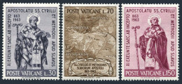Vatican 369-371, MNH. Michel 436-438. Saints Cyril And Methodius.Map. Frescoes.1963. - Nuevos