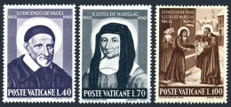 Vatican 295-297,hinged.Michel 360-362. St Vincent De Paul,St Louisa De Marillac,1960 - Nuevos