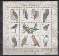 Ukraina 2003 - Birds: Owls, Mi-Nr. Block 574/85 In Sheet, MNH** - Ukraine