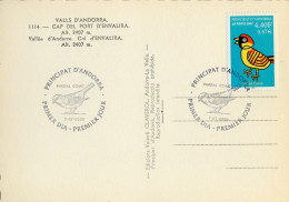 2000 , ED. 554  -  NATURALES , PÁJAROS , AVES , BIRDS , PARDAL COMÚ  , MAT. PRIMER DIA , FDC , ANDORRA FRANCESA - FDC