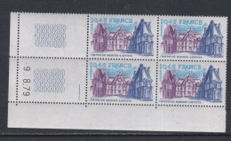 France N° 2064 XX Maisons-Laffitte En Bloc De 4 Coin Daté Du 9 . 8 . 79, 1 Trait, Sans Charnière, TB - 1970-1979