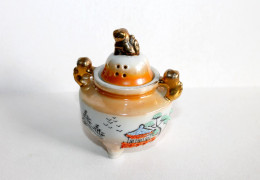 JAPON ANCIEN BRULE PARFUM ENCENSOIR PILULIER BOITE En PORCELAINE FAIT MAIN SIGNÉ, ART DECORATIF ASIATIQUE (0603.15) - Asian Art