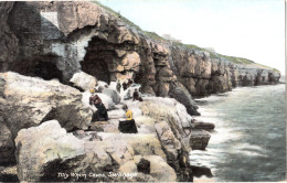 CF12. Vintage Postcard. Ladies Reading At Tilly Whim Caves, Swarnage, Dorset. - Swanage