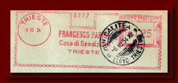 1934 Italy Italia Busta Red Meter EMA F. Parisi Trieste Vg Pmk Transito Motonave CALITEA X Egitto Paquebot Ship 3scans - Máquinas Franqueo (EMA)