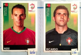 2 VIGNETTES PANINI " EURO 2008 " PETIT & RICARDO (PORTUGAL) NEUVES - French Edition