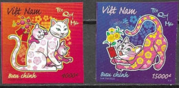 VIETNAM, 2022, MNH, CHINESE NEW YEAR, YEAR OF THE CAT, 2v IMPERFORATE - Anno Nuovo Cinese