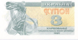 UKRAINE - 3 Karbovanetsiv 1991 UNC - Ucraina