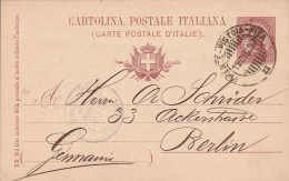 Italie Cachet Ambulant Firenze - Pistolia - Pisa Sur Entier Postal Pour L'Allemagne 1894 - Interi Postali