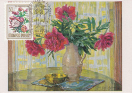Carte Maximum Hongry Hungary Fleur Flower Pivoine Peony 1722 - Maximum Cards & Covers
