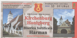 ROMANIA - HARMAN ( HONIGBERG ) - The Evangelical Fortified Church -  Kirchenburg Honigberg, - Entry Ticket X 2 - Tickets D'entrée