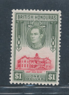 1938-47 British Honduras, Stanley Gibbons N. 159 - $ 1 Scarlet Olive - MNH** - Autres & Non Classés