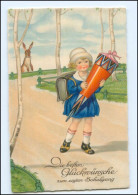 V3181/ Einschulung Mädchen Mit Schultüte Litho AK 1934  Schule - Primo Giorno Di Scuola