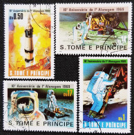 Sao Tome Et Principe 1980 The 10th Anniversary Of First Moon Landing Stampworld N° 673 à 676 Série Complète - São Tomé Und Príncipe