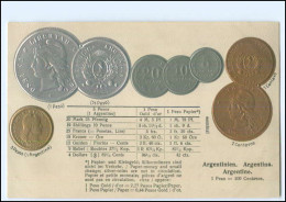 XX16144/ Münzen Geld AK Argentinien  AK  Prägedruck Ca.1925 - Monete (rappresentazioni)