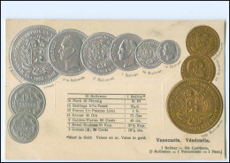 XX16138/ Münzen Geld AK   Venezuela Prägedruck Ca.1925 - Monedas (representaciones)