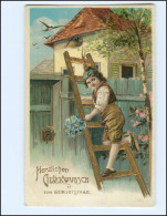 XX16793/ Geburtstag Junge  Litho Golddruck 1910 - Geburtstag