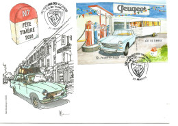 France FDC Lot De 1 Grande Enveloppe +1 Petite Enveloppe +1 CP+1 CP Locale Franois 2020 Cachet Peugeot Voitures - 2020-…