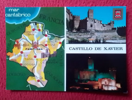 SPAIN ESPAGNE POSTAL POST CARD CARTE POSTALE NAVARRA CASTILLO DE XAVIER CASTLE CHÂTEAU DE XAVIER MAPA VISTAS MAP..VIEWS. - Navarra (Pamplona)