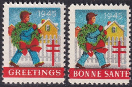 Canada 1945  Christmas Seal Set MNH** - Vignette Locali E Private