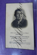 Maria PELEMAN Echt F. VAN LOOY Buggenhout1865-Tertre 1957 - Todesanzeige