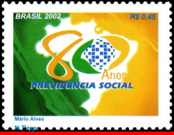 Ref. BR-2866 BRAZIL 2002 - SOCIAL SECURITY,80TH ANNIV., MI# 3284, MNH, MAPS 1V Sc# 2866 - Médecine