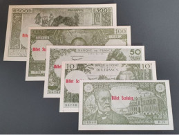 Série De 5 Billets Scolaires école (500, 100, 50,10, 5Fr ) Specimen à Usage Pédagogique - Années 60 - School Bank Note - Fiktive & Specimen