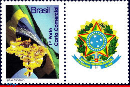 Ref. BR-3080N-1 BRAZIL 2009 - IPE WOOD VE, MAPS, FLAGS,COAT OF ARMS, PERSONALIZED MNH, COATS OF ARMS 1V Sc# 3080N - Briefmarken