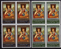 ST SAINT SANTA LUCIA 1967 CHRISTMAS NATALE NOEL WEIHNACHTEN NAVIDAD MADONNA OF RAFFAELLO BLOCK SET SERIE QUARTINA MNH - Ste Lucie (...-1978)