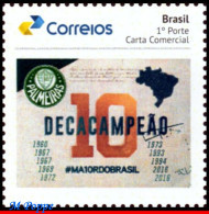 Ref. BR-V2019-50 BRAZIL 2019 - 10TH PALMEIRASCHAMPIONSHIP, FAMOUS CLUBS, SPORT, MNH, FOOTBALL SOCCER 1V - Club Mitici